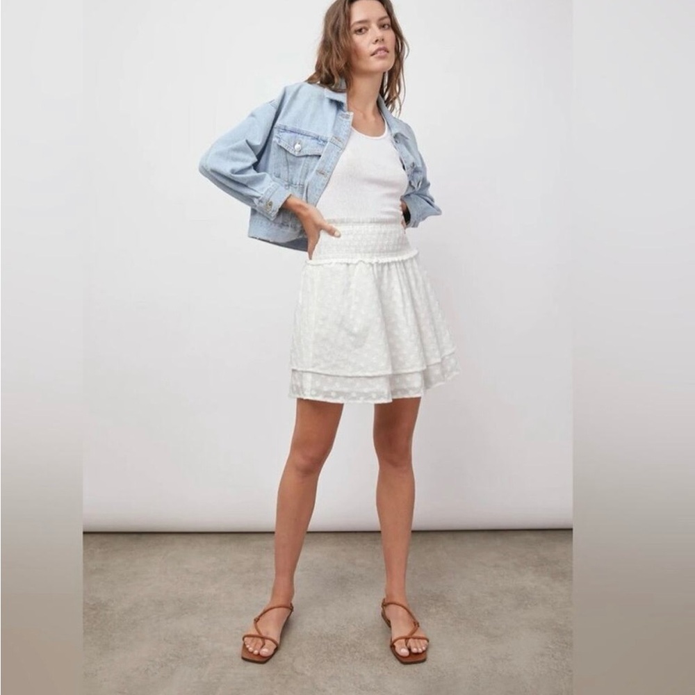 Rails Addison skirt white embroidered-smocked waist. NWT